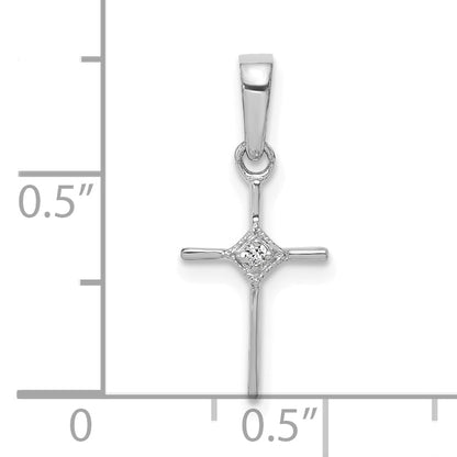 10K Weißgold 10K Klein.01ct. Diamant Kreuz Anhänger
