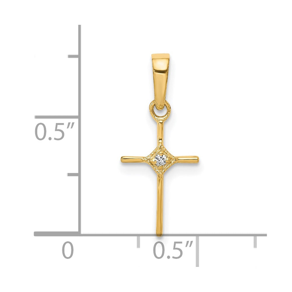 10K Gelbgold 10K Klein.01ct. Diamant Kreuz Anhänger