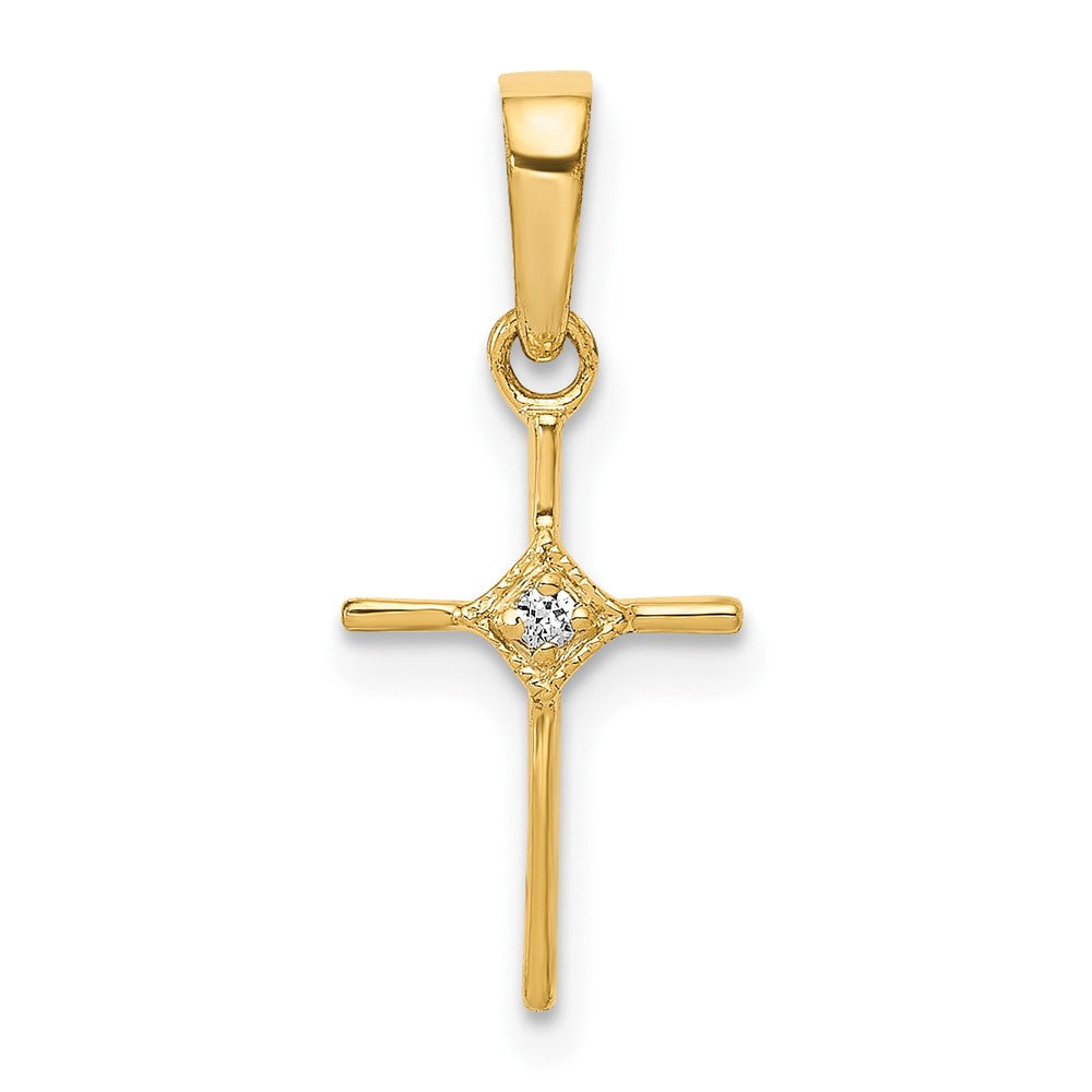 10K Gelbgold 10K Klein.01ct. Diamant Kreuz Anhänger
