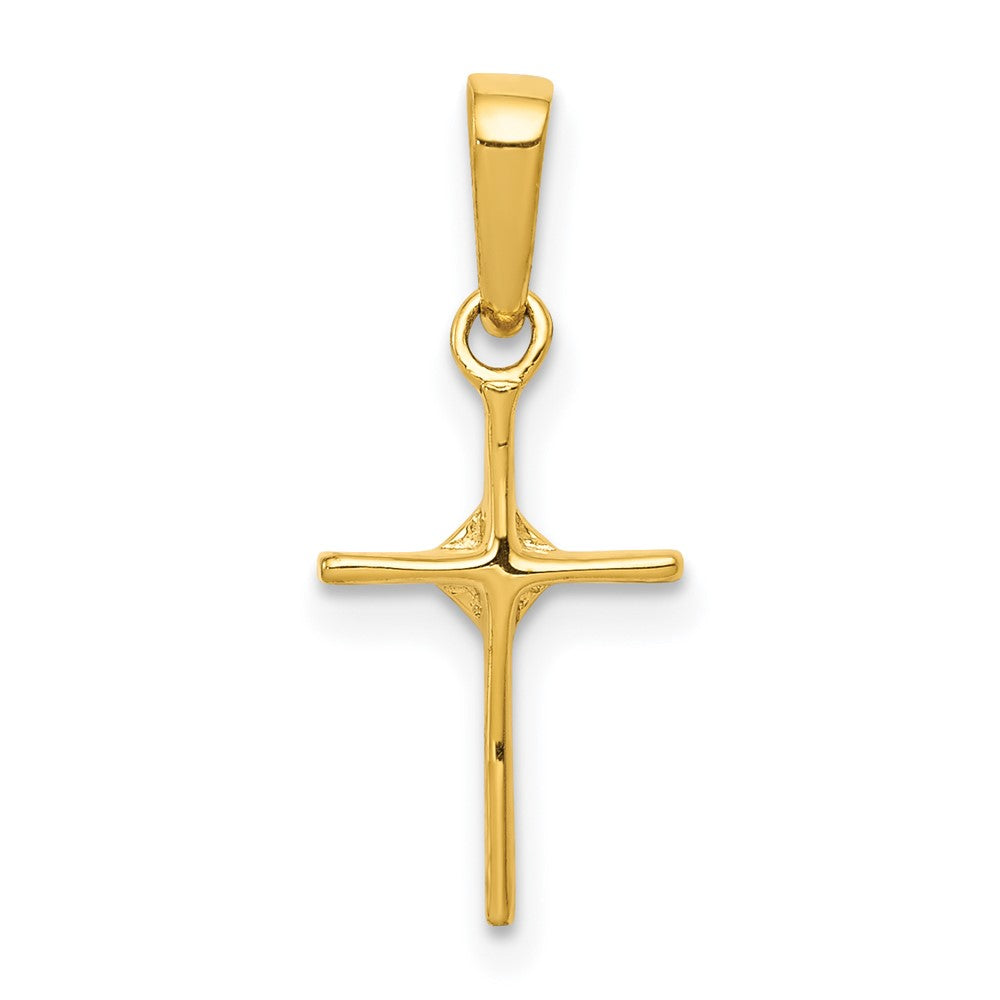 14K Gelbgold Kleiner 0,01 ct. Echter Diamant Kreuz-Anhänger