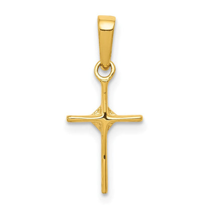 14K Gelbgold Kleiner 0,01 ct. Echter Diamant Kreuz-Anhänger