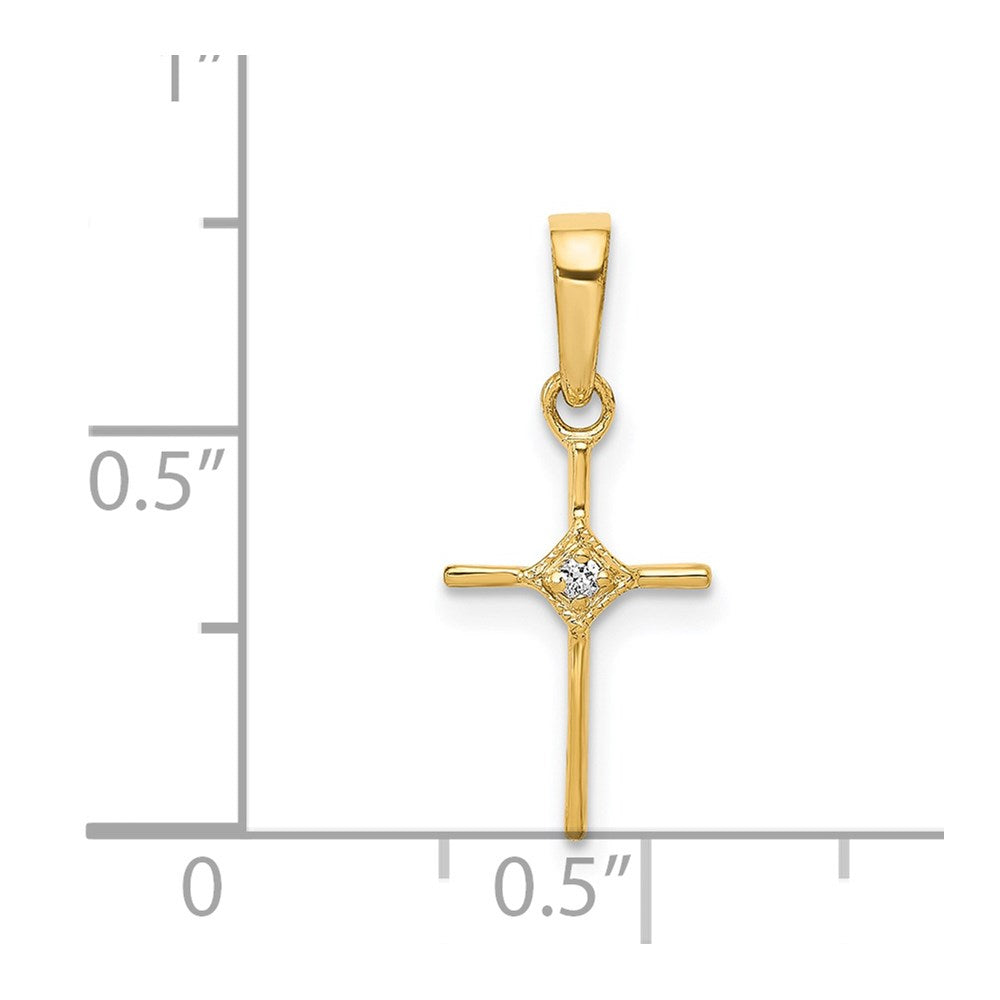 14K Gelbgold Kleiner 0,01 ct. Echter Diamant Kreuz-Anhänger