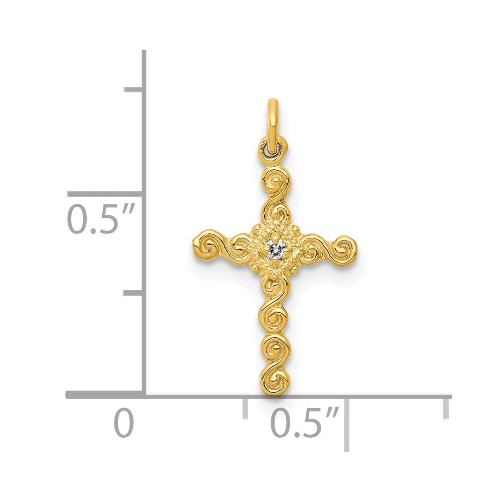 10K Gelbgold 10K Klein.01ct. Diamant Kreuz Charm