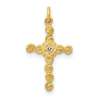 10K Gelbgold 10K Klein.01ct. Diamant Kreuz Charm