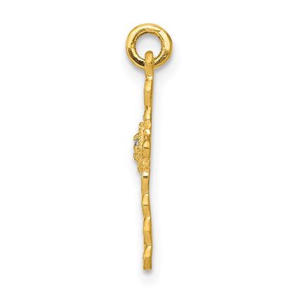 14K Gelbgold Kleiner 0,01 ct. Echter Diamant Kreuz-Charm