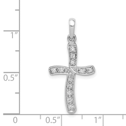 14 Karat Weißgold Kreuzanhänger mit 0,125 ct. echten Diamanten