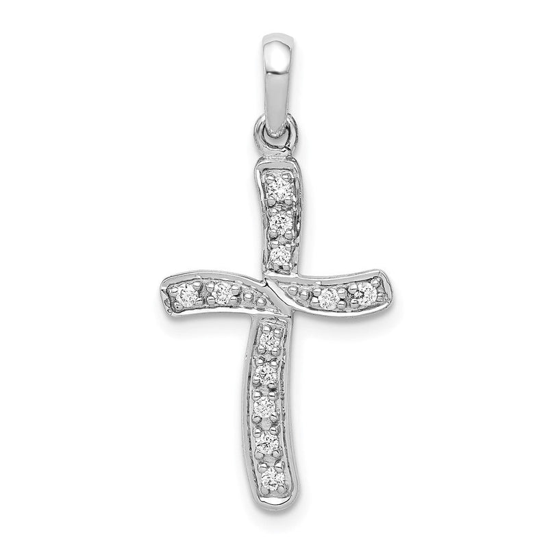 14 Karat Weißgold Kreuzanhänger mit 0,125 ct. echten Diamanten