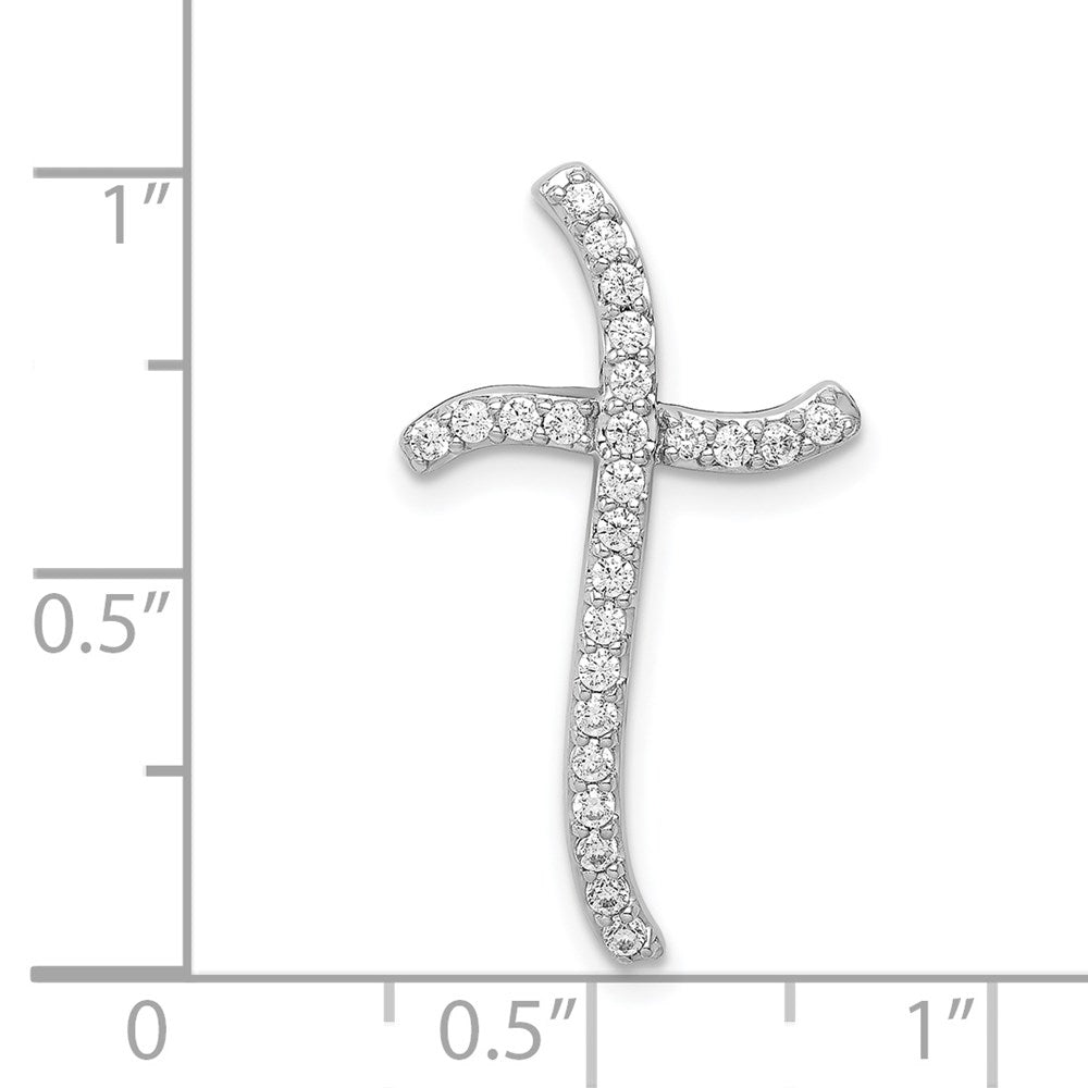 14K Weißgold 1/4ct. Echt Diamant Kreuz Kette Anhänger