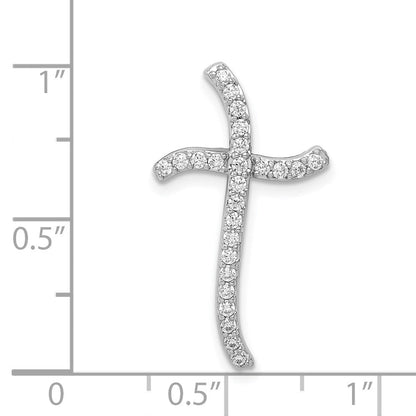 14K Weißgold 1/4ct. Echt Diamant Kreuz Kette Anhänger