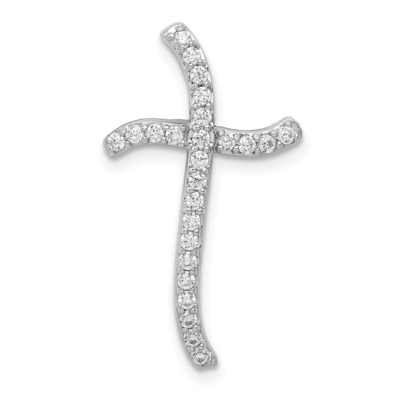 14K Weißgold 1/4ct. Echt Diamant Kreuz Kette Anhänger