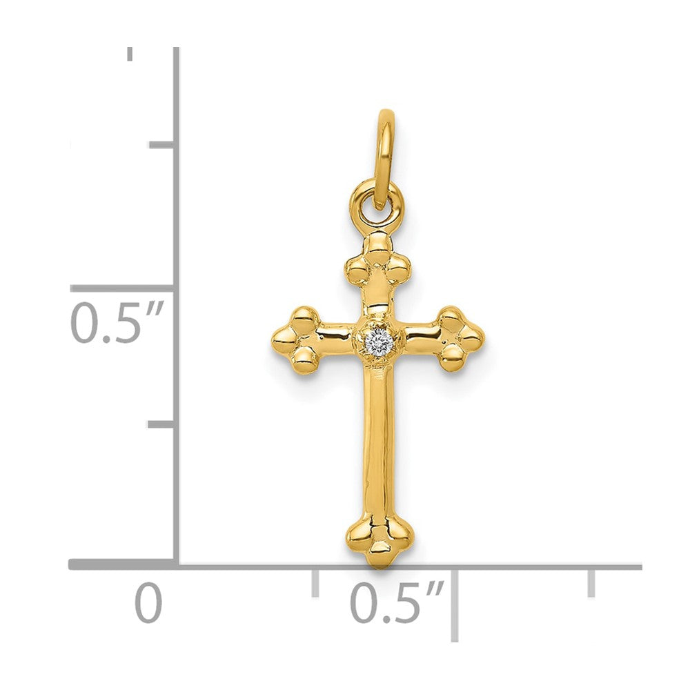 10K Gelbgold 10K Klein Diamant Knospend Kreuz Anhänger