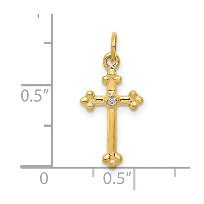 10K Gelbgold 10K Klein Diamant Knospend Kreuz Anhänger