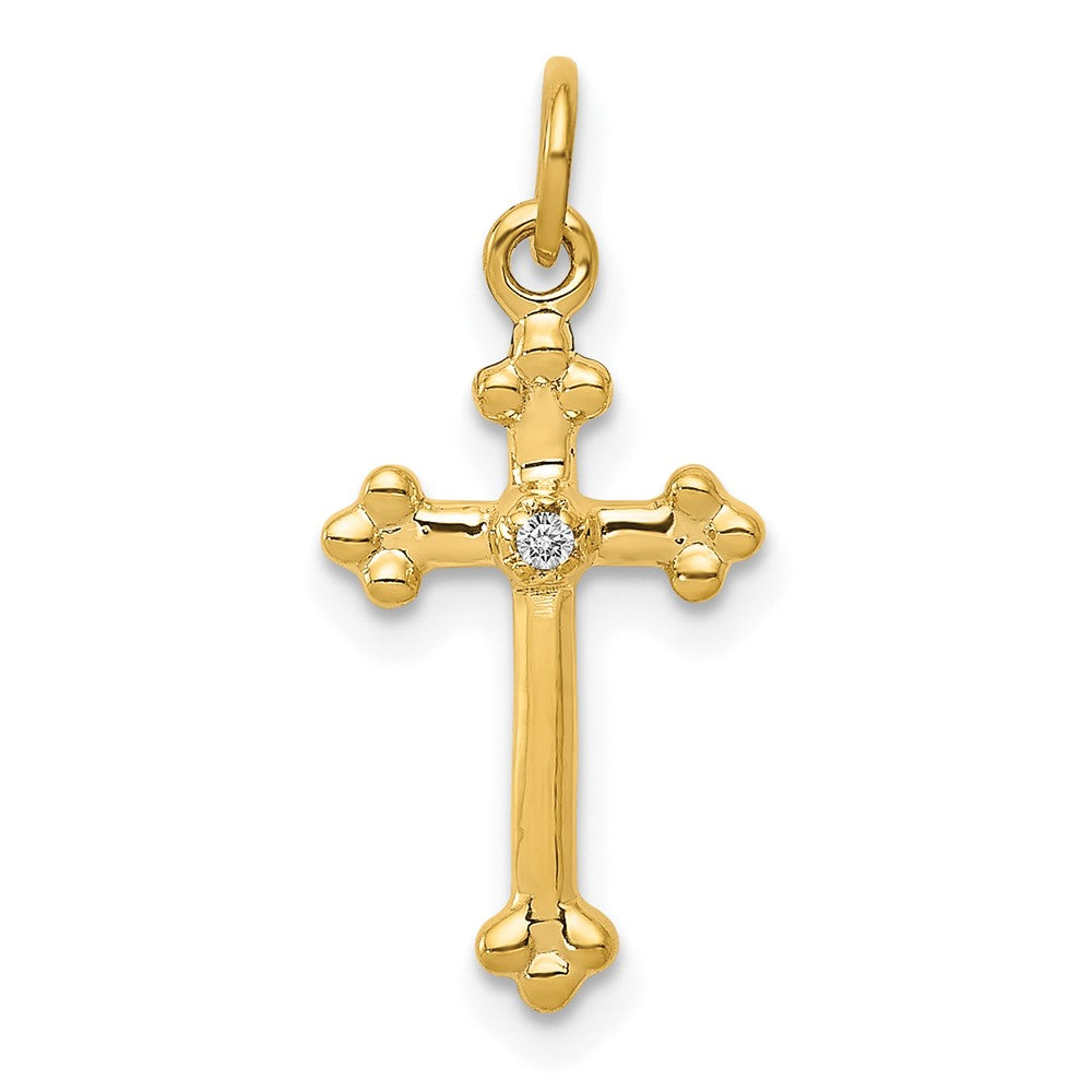 10K Gelbgold 10K Klein Diamant Knospend Kreuz Anhänger