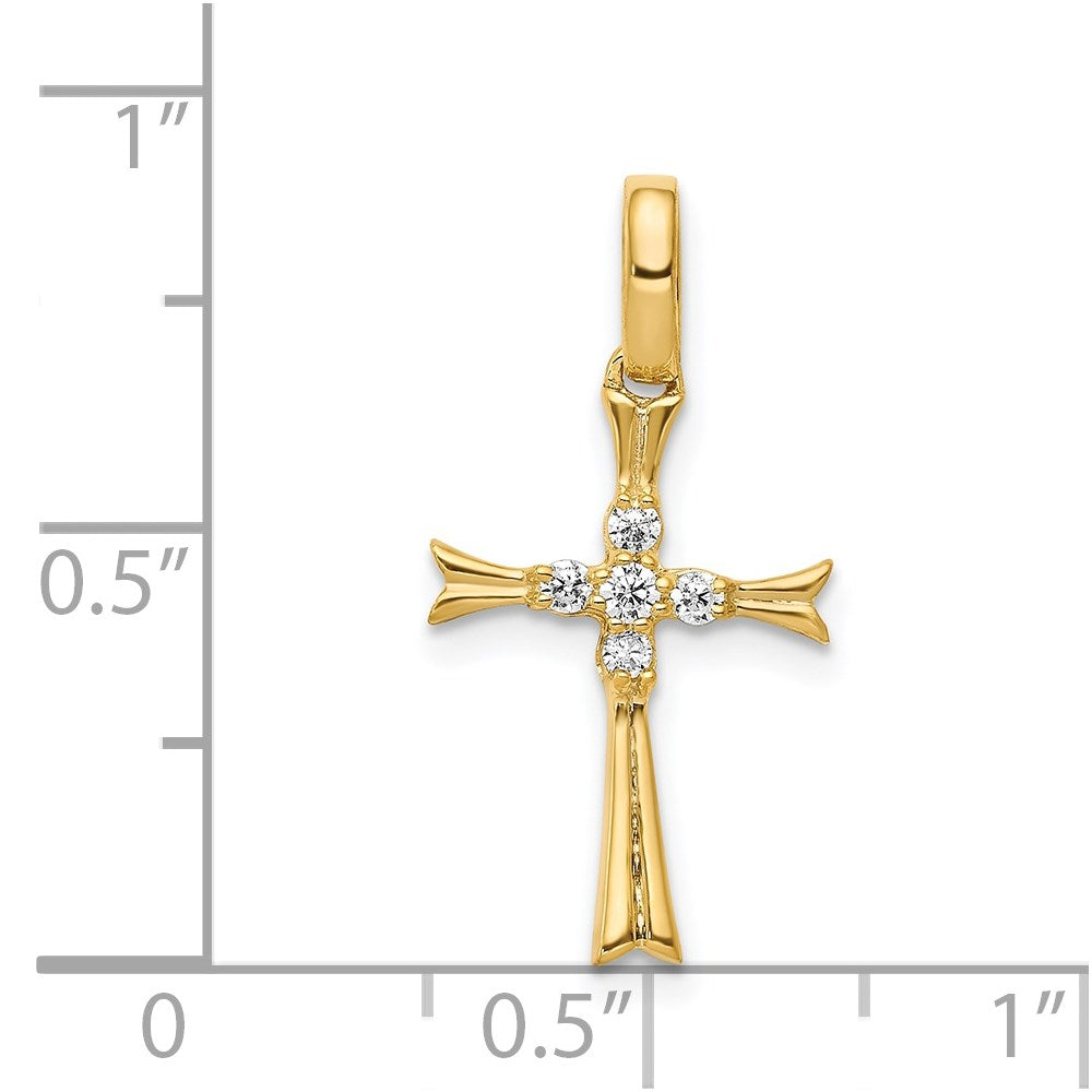 14K Gelbgold Kreuzanhänger mit 0,067 ct. echtem Diamant
