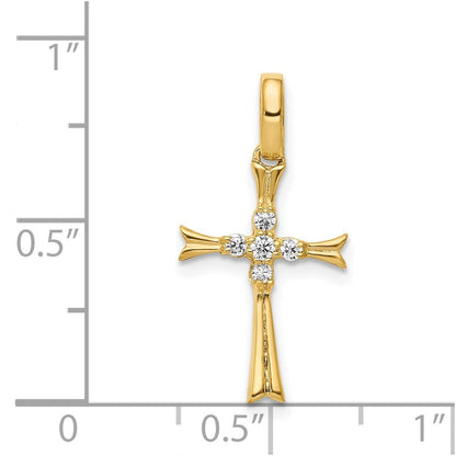 14K Gelbgold Kreuzanhänger mit 0,067 ct. echtem Diamant