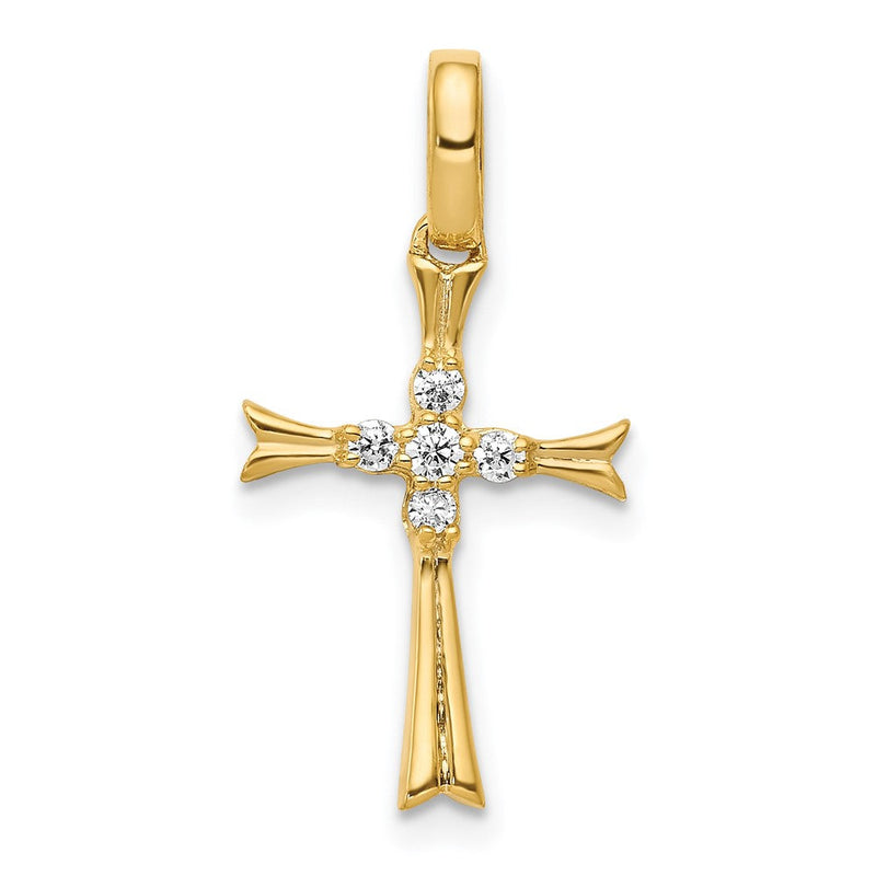 14K Gelbgold Kreuzanhänger mit 0,067 ct. echtem Diamant