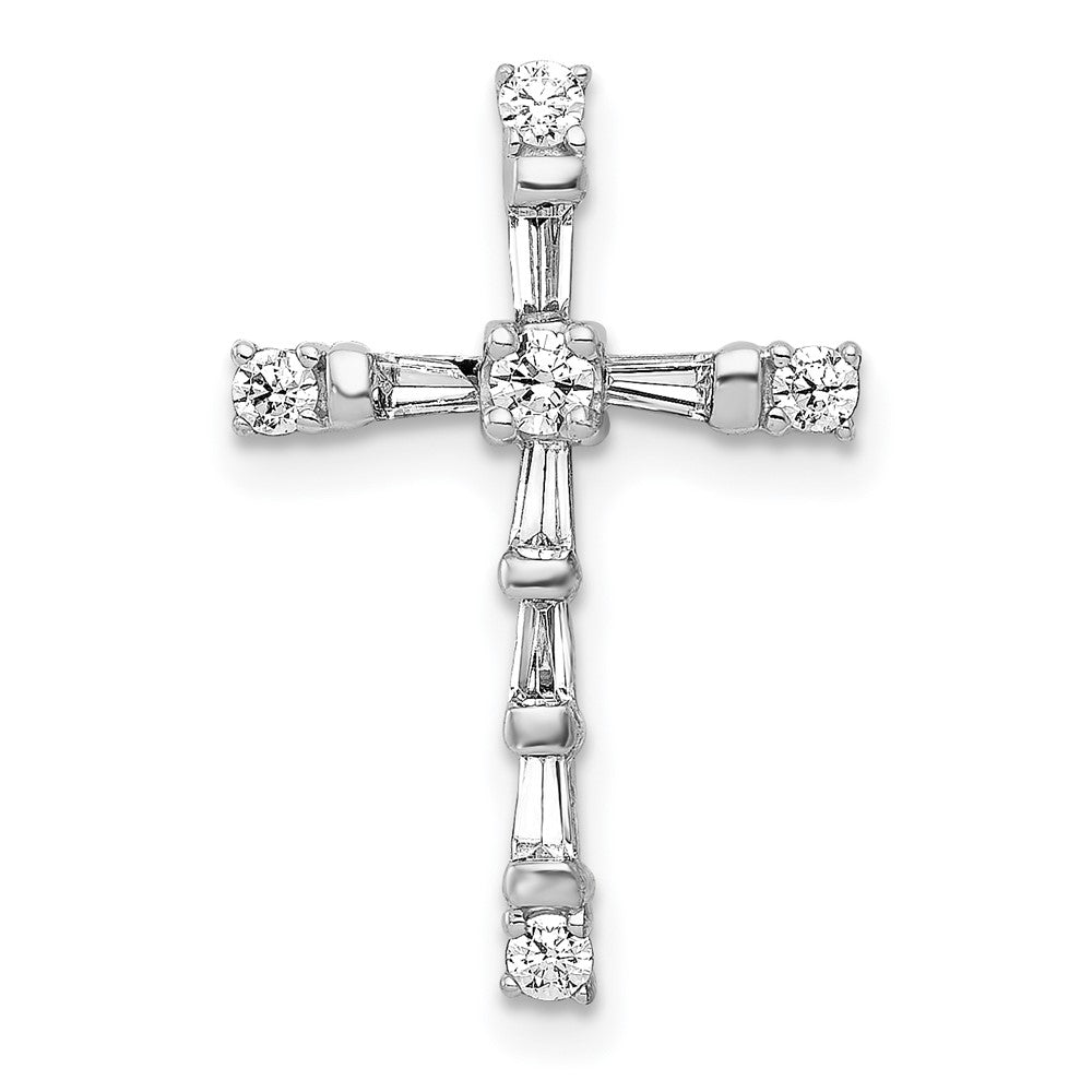 14K Weißgold 1/3ct. Echt Diamant Kreuz Kette Anhänger