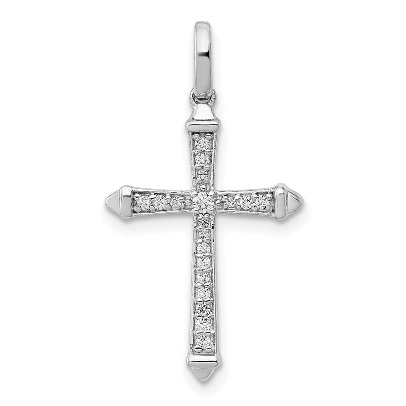 14 Karat Weißgold Kreuzanhänger mit 0,1 ct. echten Diamanten