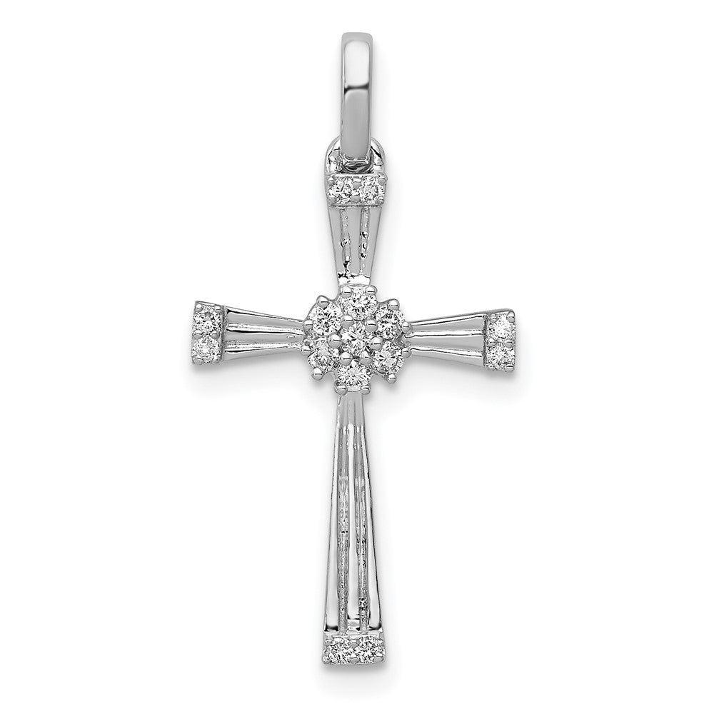 14K Weißgold Kreuz-Anhänger mit 0,16 ct. echtem Diamanten