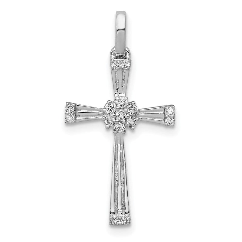 14K Weißgold Kreuz-Anhänger mit 0,16 ct. echtem Diamanten