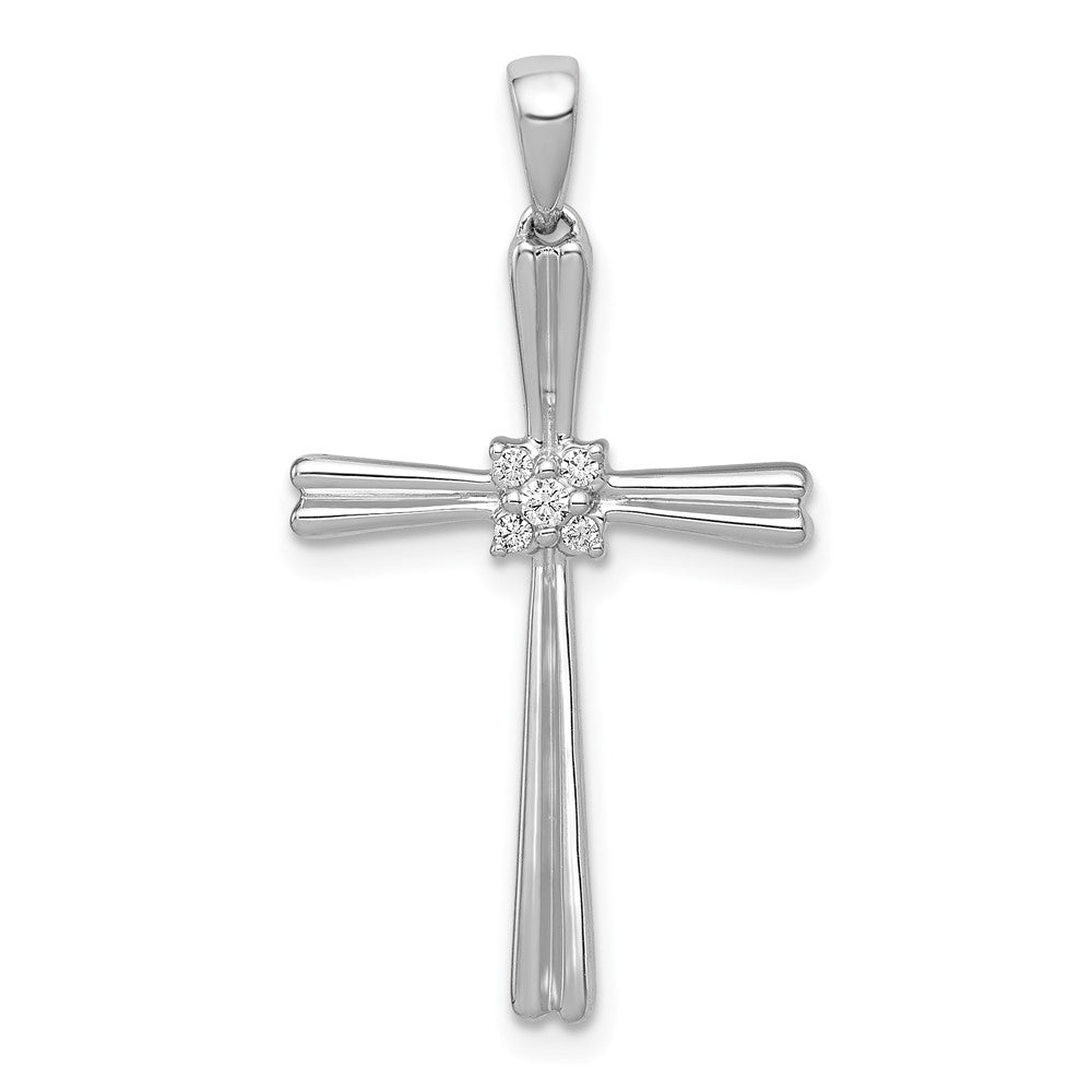 14K Weißgold Kreuzanhänger mit 0,05 ct. echtem Diamant