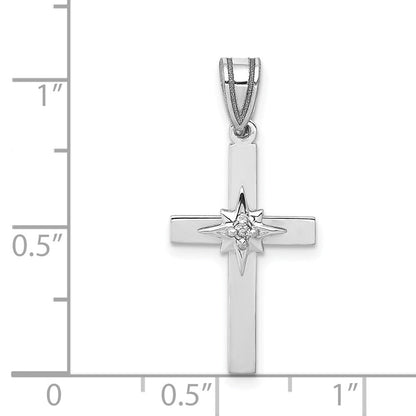14K Weißgold Kreuzanhänger mit 0,01 ct. echtem Diamant