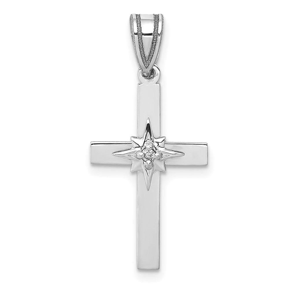 14K Weißgold Kreuzanhänger mit 0,01 ct. echtem Diamant