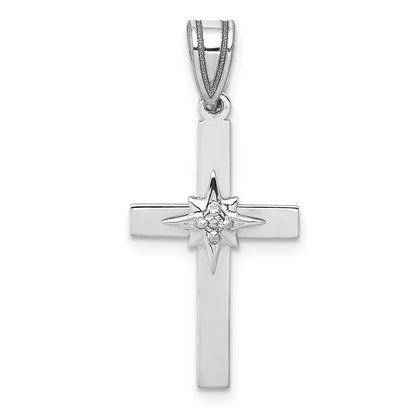 14K Weißgold Kreuzanhänger mit 0,01 ct. echtem Diamant