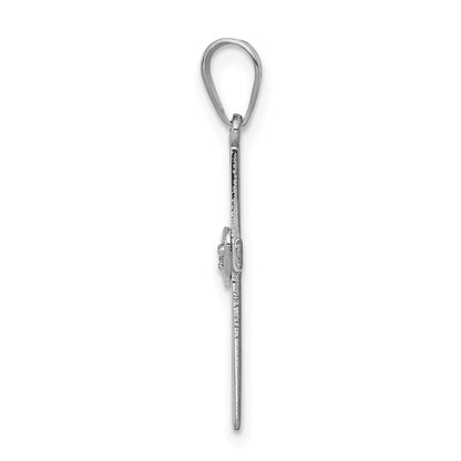 14K Weißgold 0,01 ct. Echter Diamant Herz-Kreuz-Anhänger