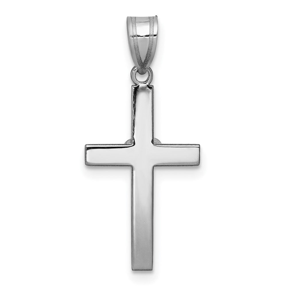 14K Weißgold 0,01 ct. Echter Diamant Herz-Kreuz-Anhänger