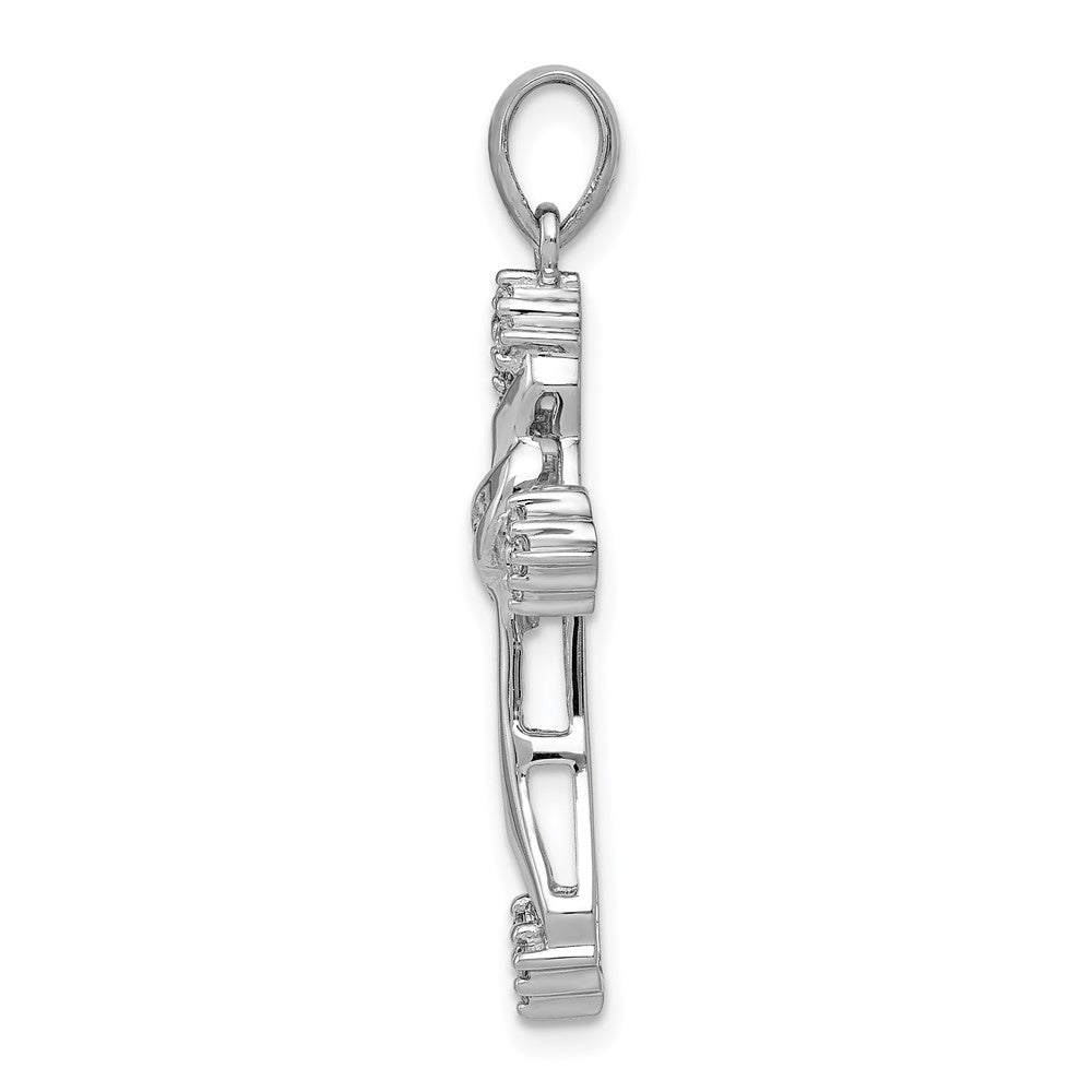 14 K Weißgold Kreuz-Anhänger mit 0,2 ct. echten Diamanten