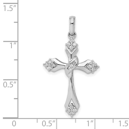 14 K Weißgold Kreuz-Anhänger mit 0,2 ct. echten Diamanten