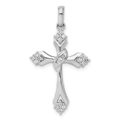 14 K Weißgold Kreuz-Anhänger mit 0,2 ct. echten Diamanten