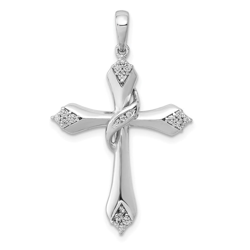 14K Weißgold Kreuzanhänger mit 0,17 ct. echtem Diamanten