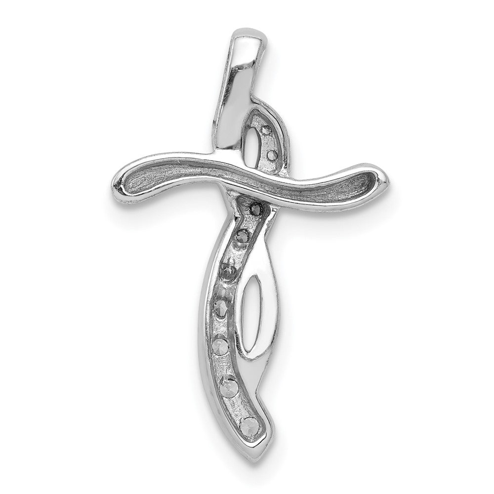 14K Weißgold 1/5ct. Echt Diamant Kreuz Kette Anhänger