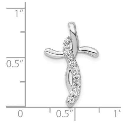 14K Weißgold 1/5ct. Echt Diamant Kreuz Kette Anhänger