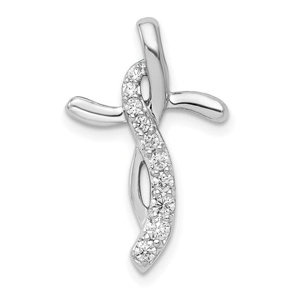 14K Weißgold 1/5ct. Echt Diamant Kreuz Kette Anhänger