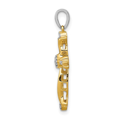 14K Bicolor Gold Kreuzanhänger mit 0,05 ct. echtem Diamant
