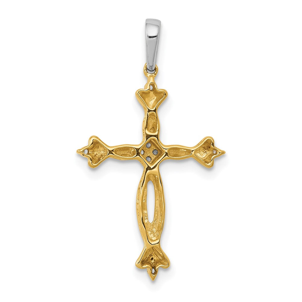 14K Bicolor Gold Kreuzanhänger mit 0,05 ct. echtem Diamant