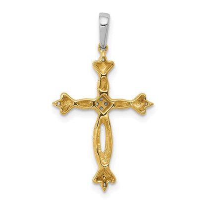 14K Bicolor Gold Kreuzanhänger mit 0,05 ct. echtem Diamant