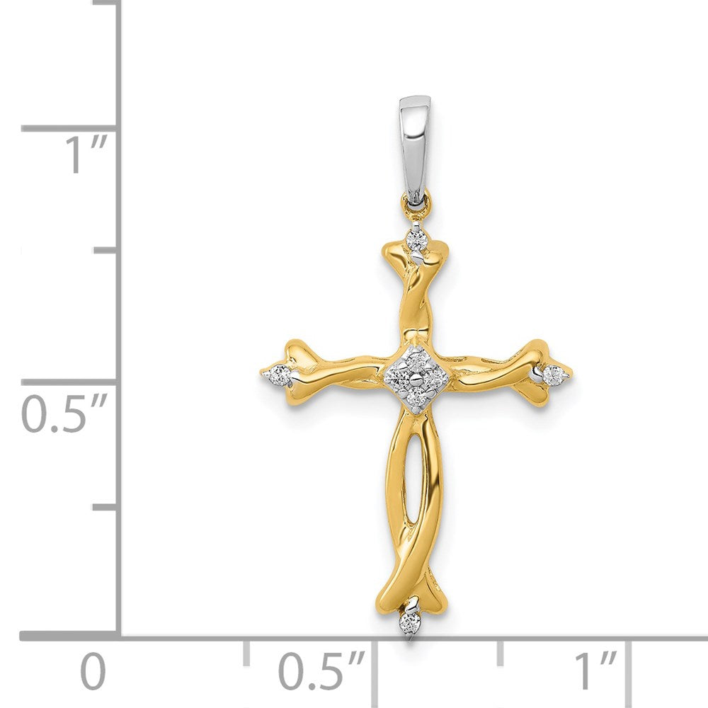 14K Bicolor Gold Kreuzanhänger mit 0,05 ct. echtem Diamant