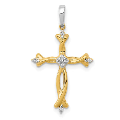 14K Bicolor Gold Kreuzanhänger mit 0,05 ct. echtem Diamant