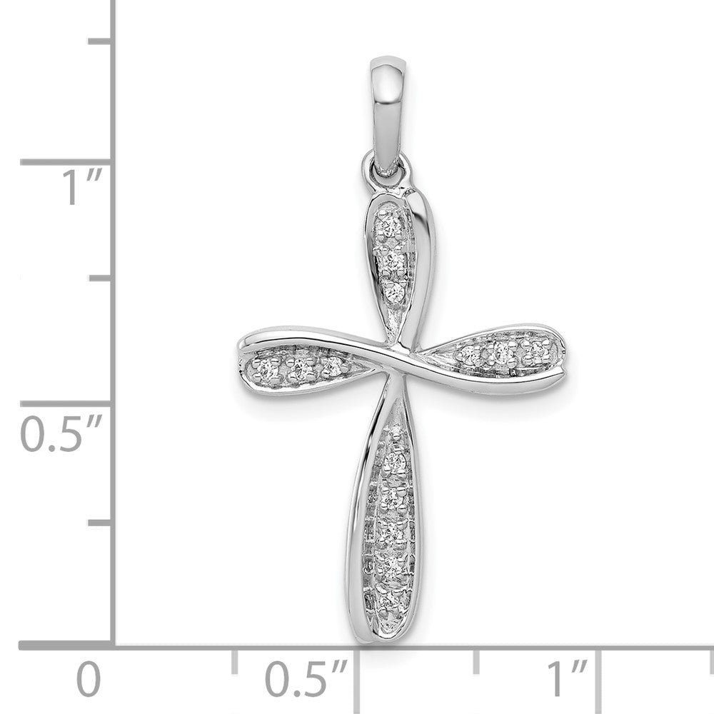 10K Weißgold 10K 1/15ct. Diamant Kreuz Anhänger