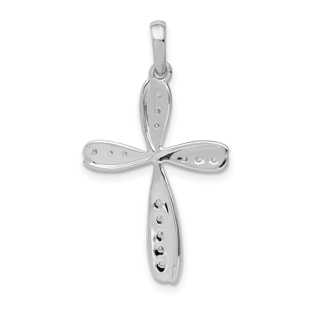 14 Karat Weißgold Kreuzanhänger mit 0,067 ct. echtem Diamant
