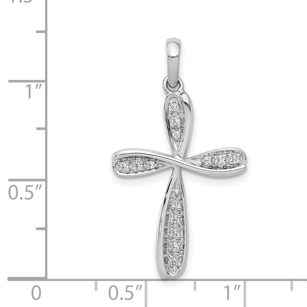 14 Karat Weißgold Kreuzanhänger mit 0,067 ct. echtem Diamant
