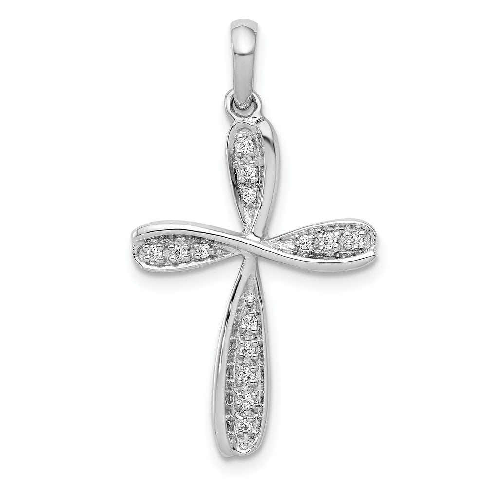 14 Karat Weißgold Kreuzanhänger mit 0,067 ct. echtem Diamant