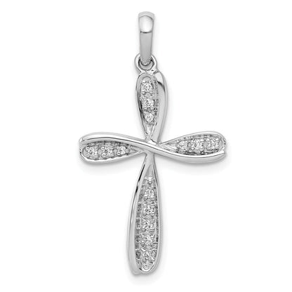 14 Karat Weißgold Kreuzanhänger mit 0,067 ct. echtem Diamant