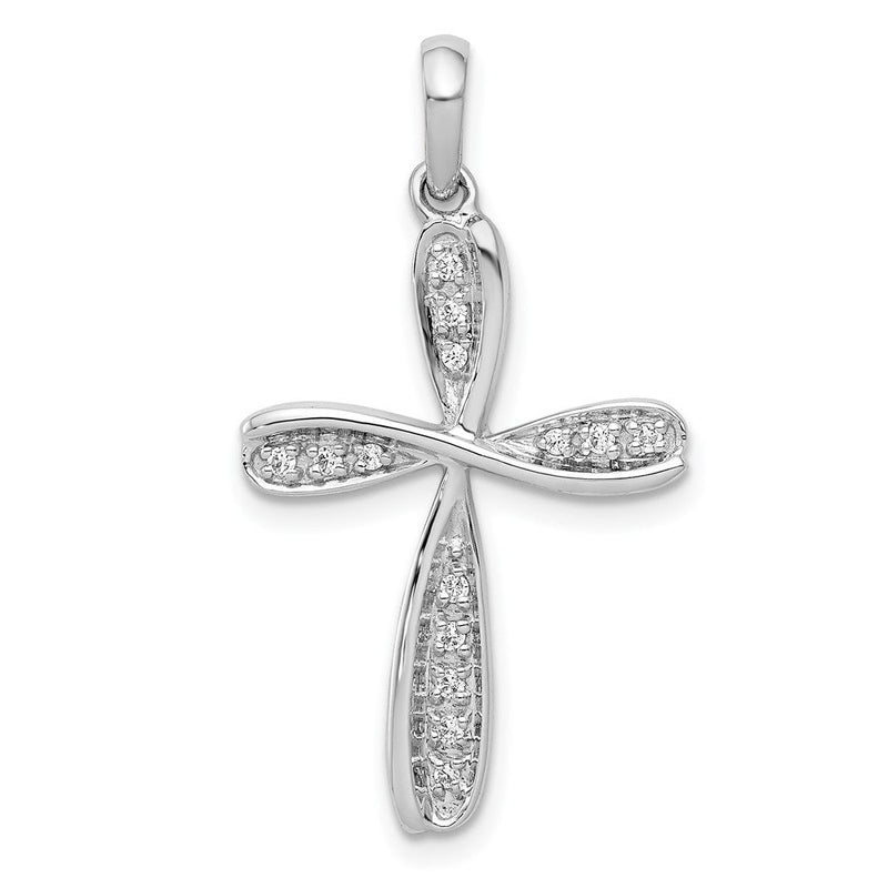 14 Karat Weißgold Kreuzanhänger mit 0,067 ct. echtem Diamant