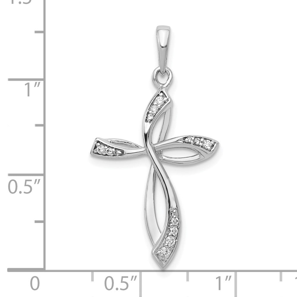 10K Weißgold 10K 1/10ct. Diamant Kreuz Anhänger