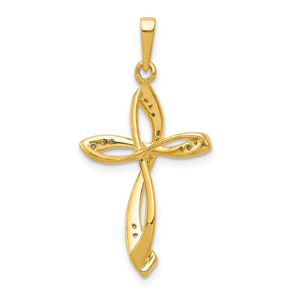 10K Gelbgold 10K 1/10ct. Diamant Kreuz Anhänger